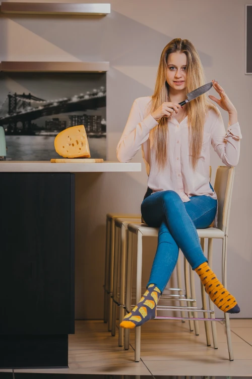 Mysz i ser - kolorowe skarpetki