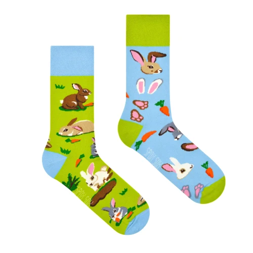 Króliki - Wielkanoc - kolorowe skarpetki - Spox Sox